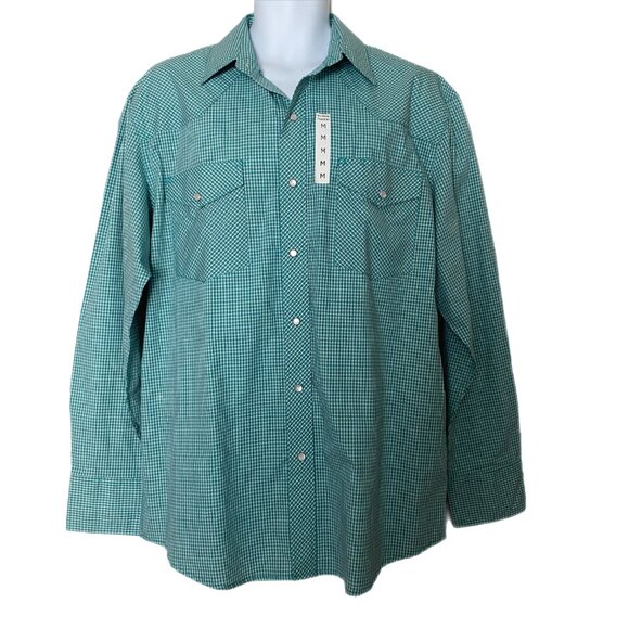 Wyoming Traders Western Men's Green Check Pearl Snap Button Up Shirt M NEW - Picture 6 of 6